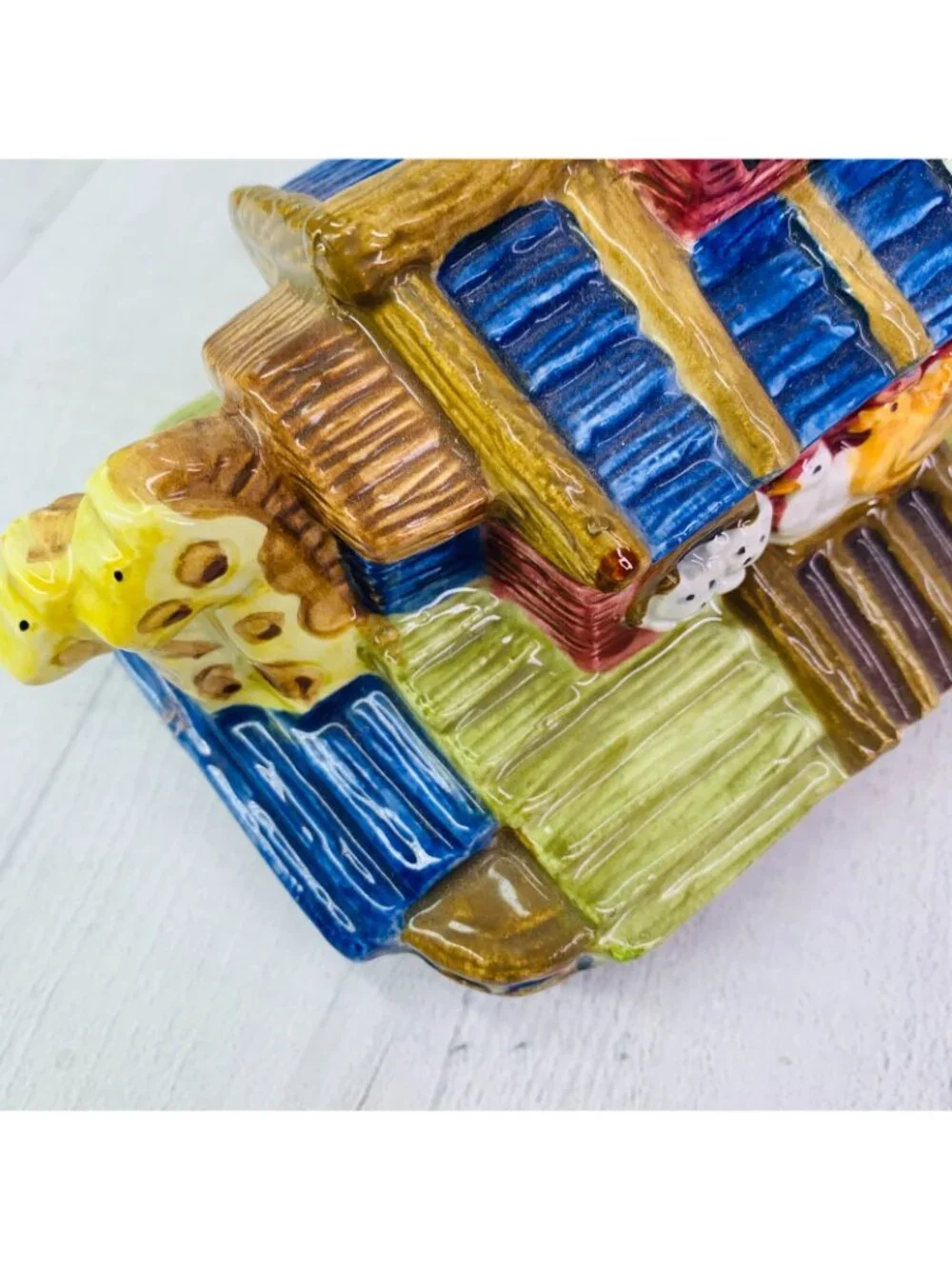 Vintage Bico NOAHS ARK Animals Colorful Ceramic Lidded 11